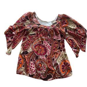 Y2K Charlotte Russe Sheer Paisley Bohemian Flowy Top - Size Medium